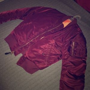 Maroon bomber jacket